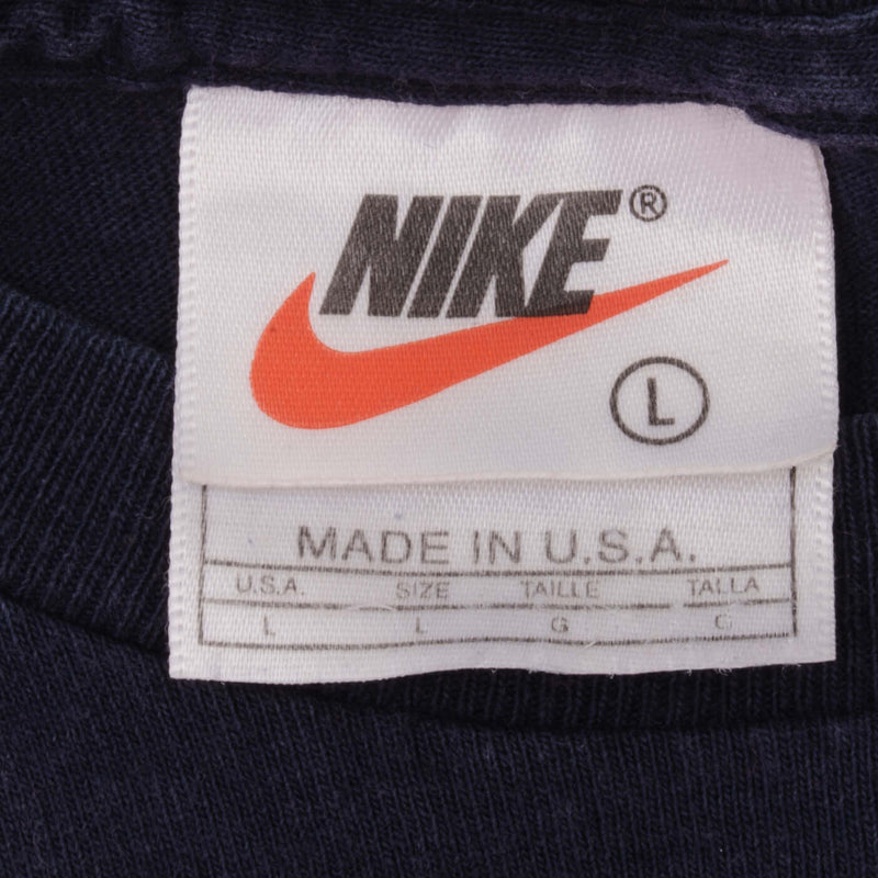 Vintage Nike Small Swoosh Embroidered Blue Tee Shirt Late 1990s Size Large Made In USA.
