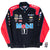 Full front view of Tony Stewart Mobil 1 racing jacket with snap closure and blue piping