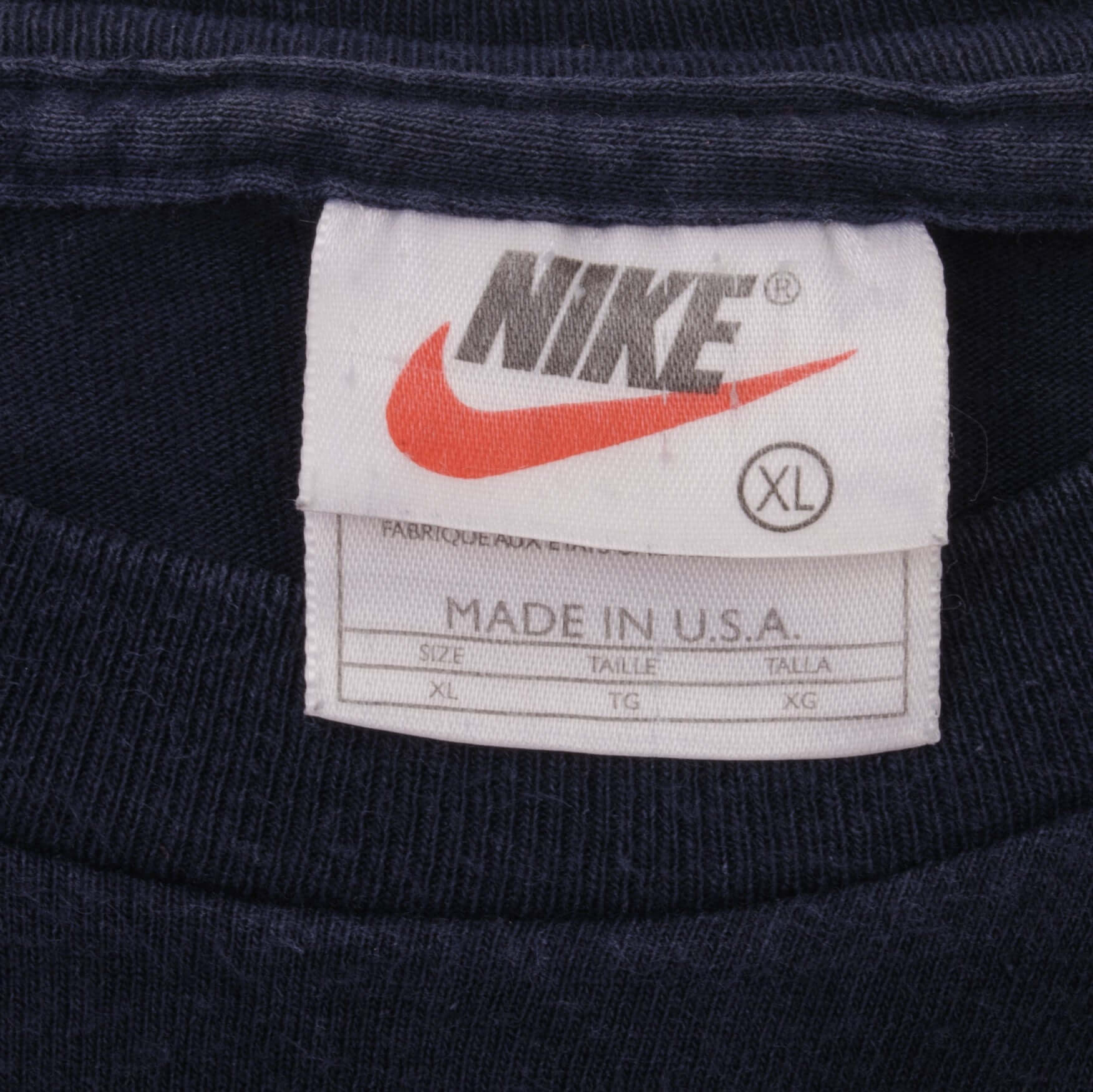 Vintage Nike Big Swoosh Blue Tee Shirt Late 1990s Size XL Made In USA.