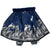 Open Mazmania jacket showing navy interior with gray wolf, moon and star print