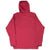 Back of burgundy Oakley hooded pullover windbreaker with raglan sleeves and black cuff trim