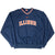 Full front view of navy Nike Illinois pullover windbreaker with striped V-neck
