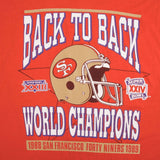 Vintage NFL San Francisco 49ERS Super Bowl XXIV Champion 1989 Tee Shirt Size Large Made In USA With Single Stitch Sleeves.