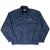 Front of navy Nike windbreaker with stand collar, side pockets and white Swoosh
