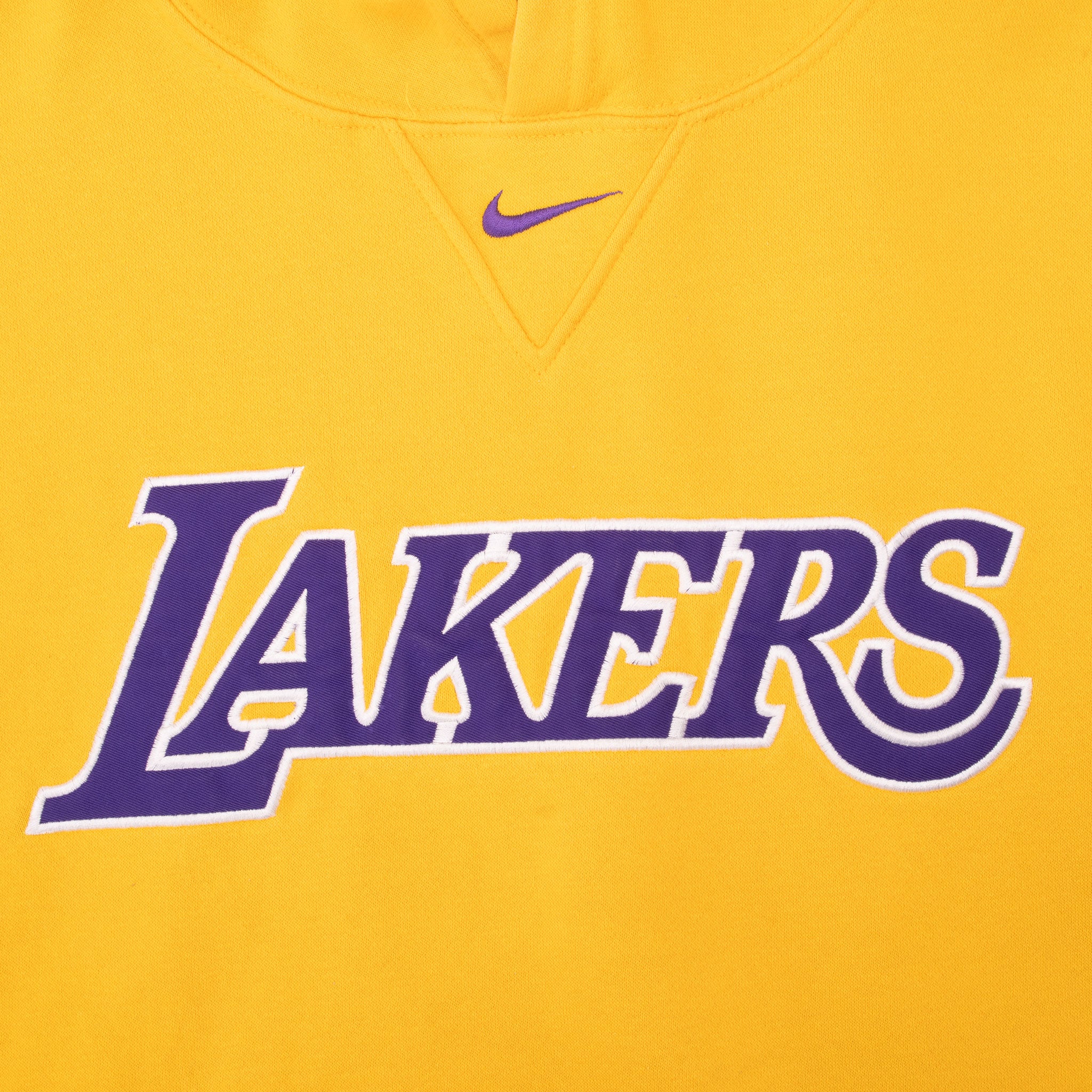 Vintage Nike Nba Los Angeles Lakers Center Swoosh Hoodie Sweatshirt Size Large 1990S