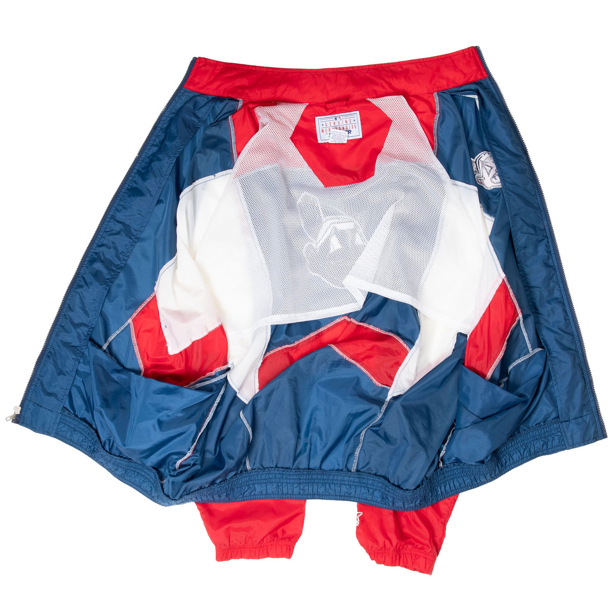 Inside view of Cleveland Indians Starter windbreaker showing mesh lining and label