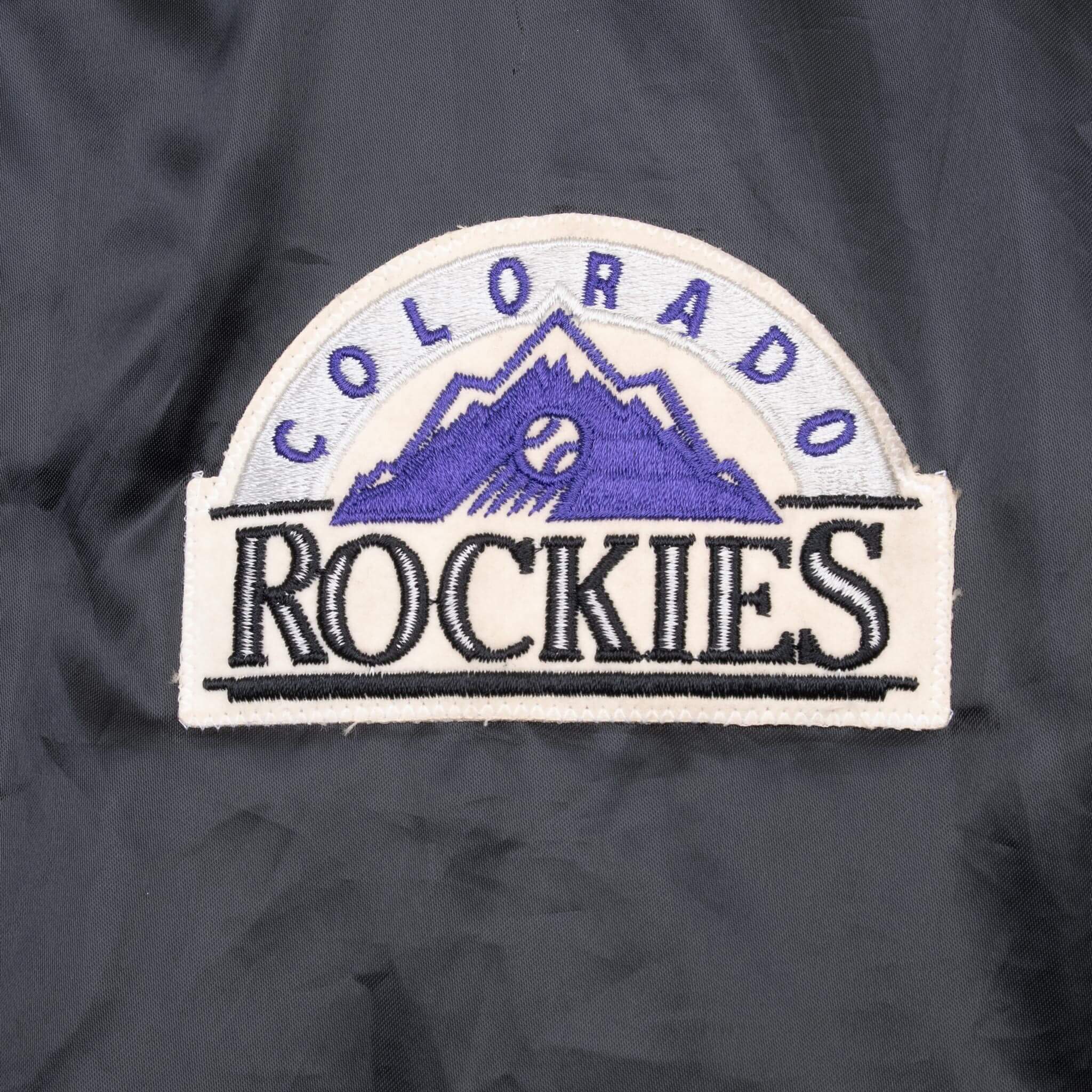 Vintage Mlb Colorado Rockies Satin Varsity Jacket 1990S Size XL Made In Usa