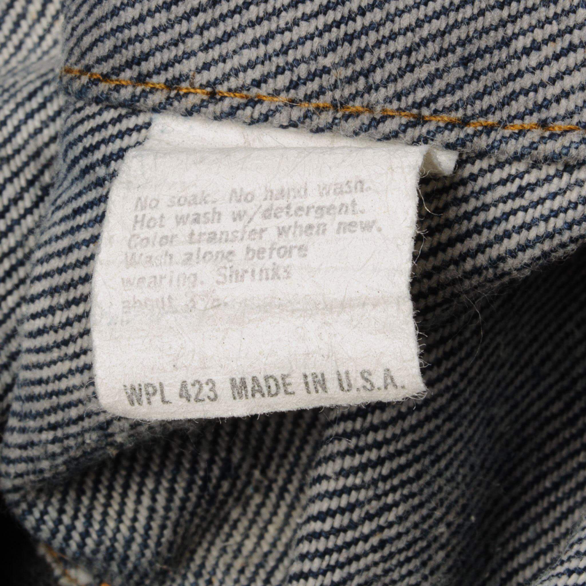 VINTAGE LEVIS TYPE 3 JACKET SINGLE STITCH SIZE 46L MADE IN USA