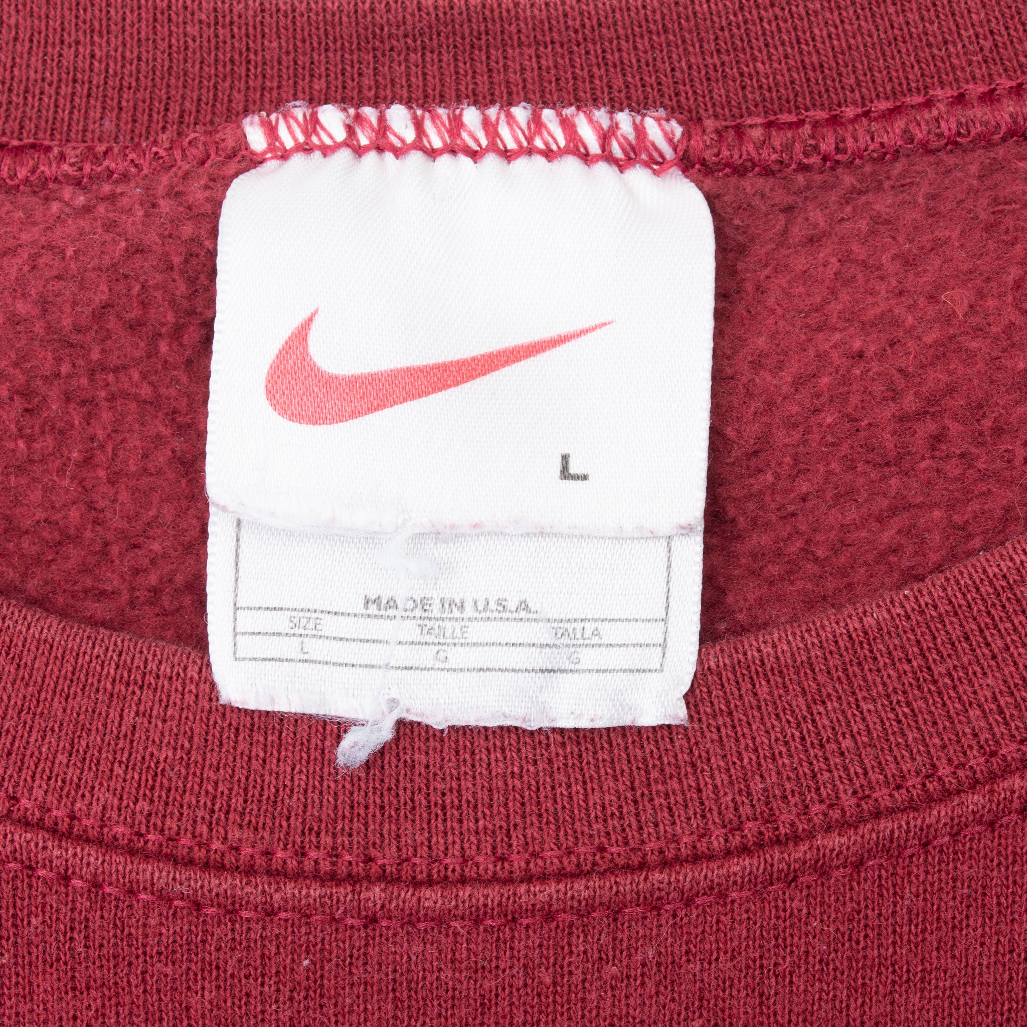 Vintage Nike Athletics Burgundy Sweatshirt 1990S Size Large Made In Usa