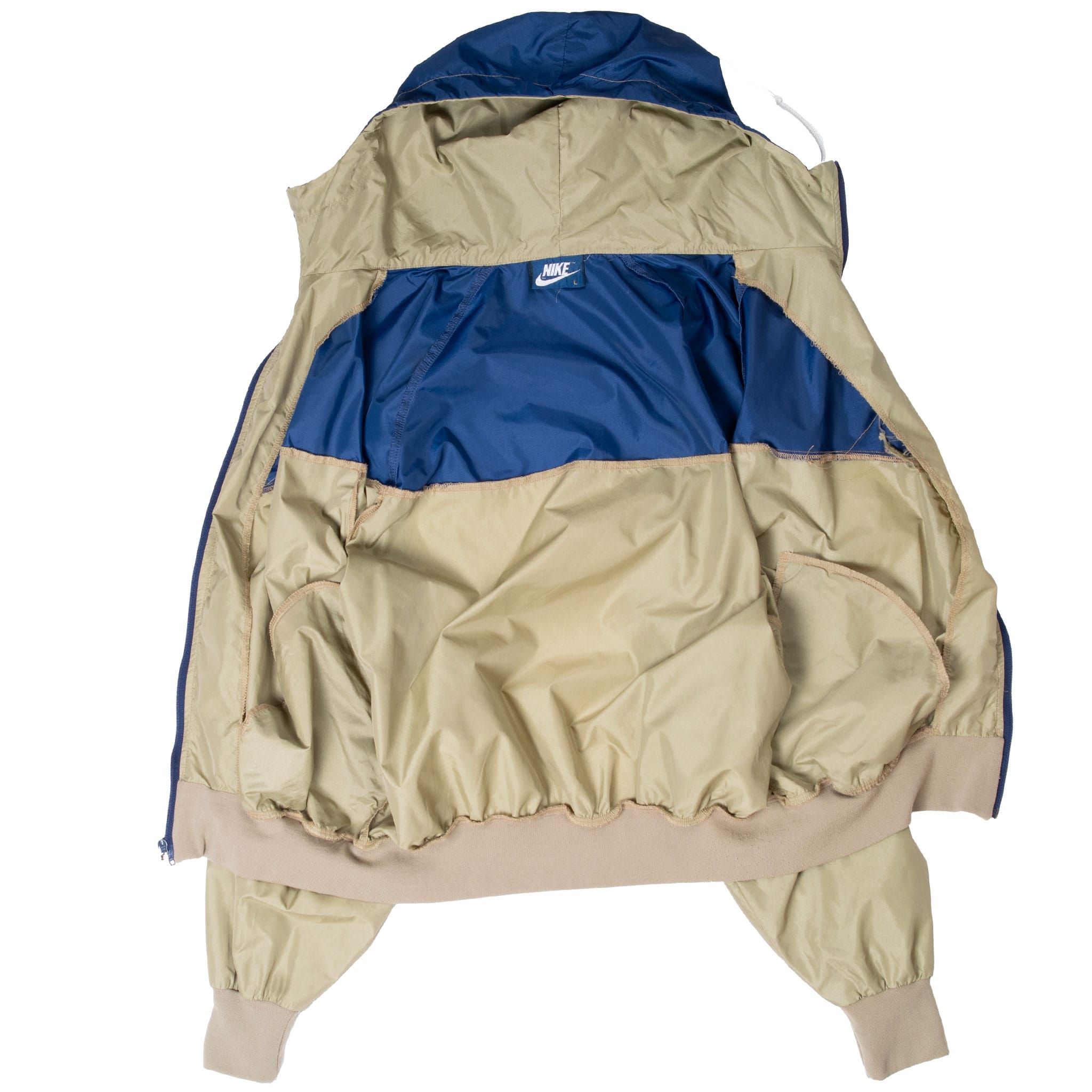 VINTAGE NIKE BLUE GOLD WINDBREAKER JACKET EARLY 1980S SIZE LARGE