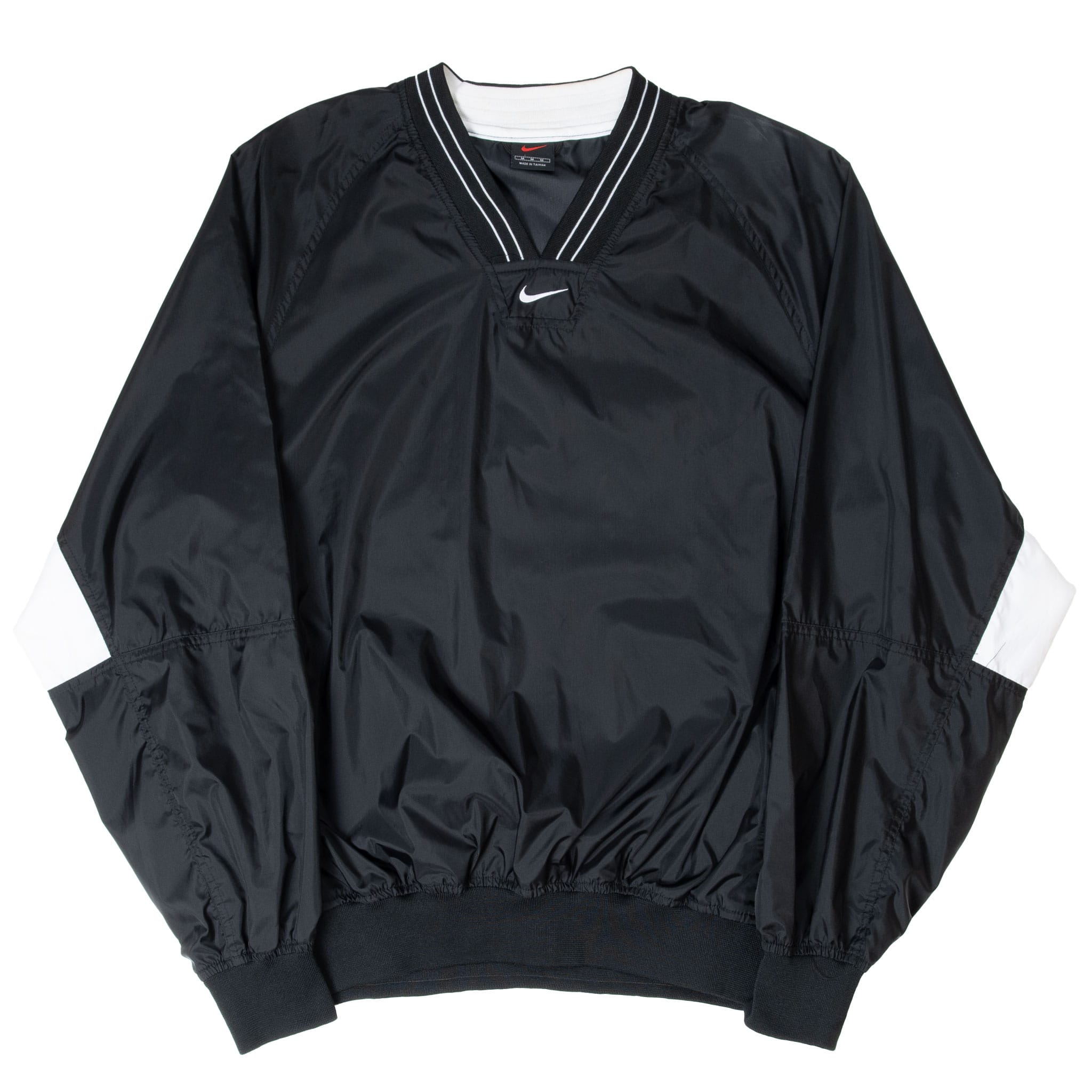 VINTAGE NIKE CENTER SWOOSH BLACK PULLOVER WINDBREAKER JACKET 1990S MEDIUM