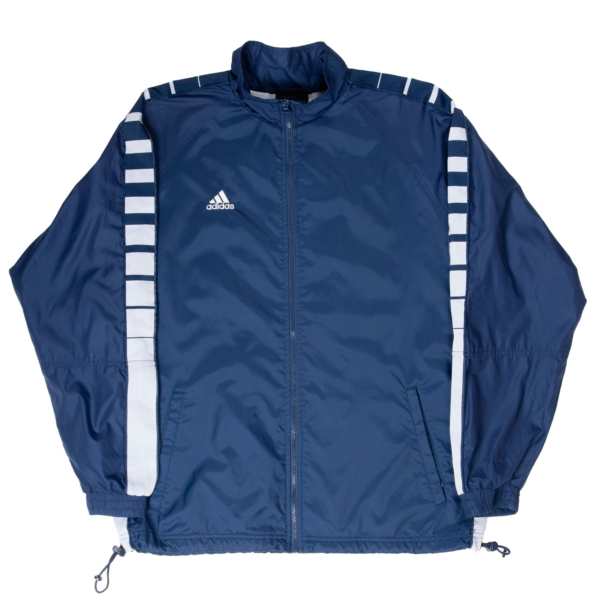 VINTAGE ADIDAS NAVY BLUE 1990S WINDBREAKER JACKET SIZE SMALL