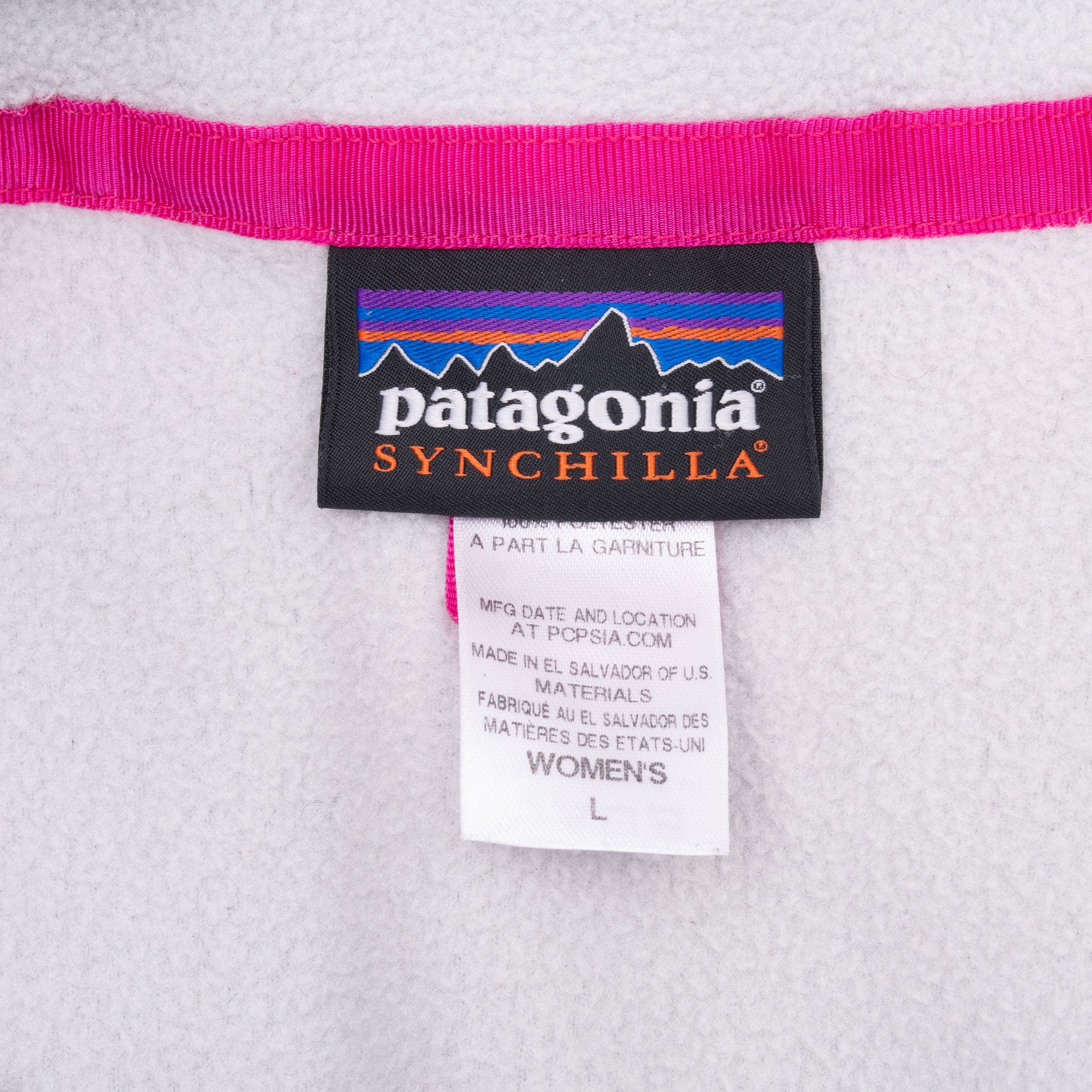 Vintage Patagonia Snap T Synchilla Zip Up Grey And White Woman Fleece Jacket Size Large
