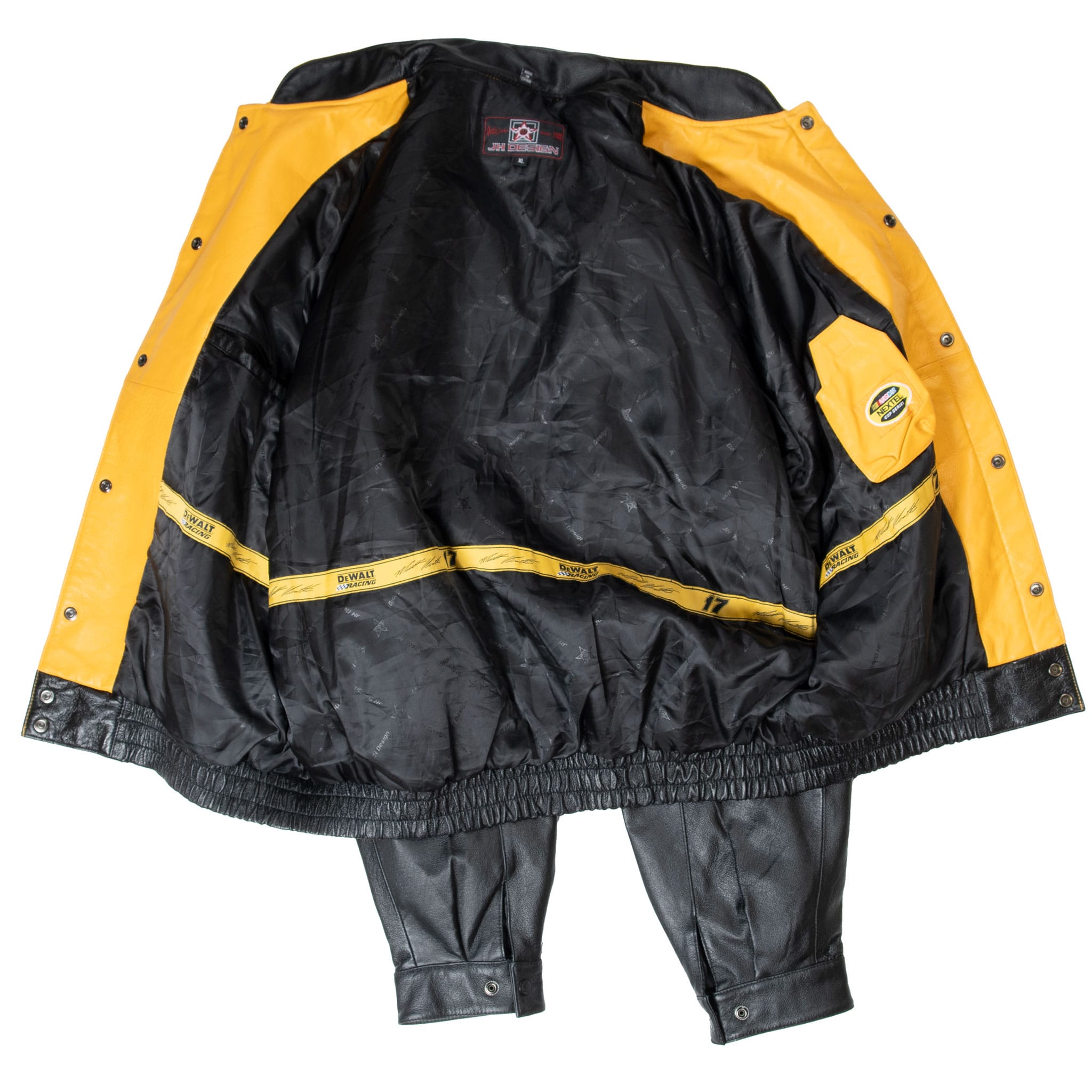 VINTAGE NASCAR MATT KENSETH DEWALT JEFF HAMILTON LEATHER JACKET 2000S SIZE XL