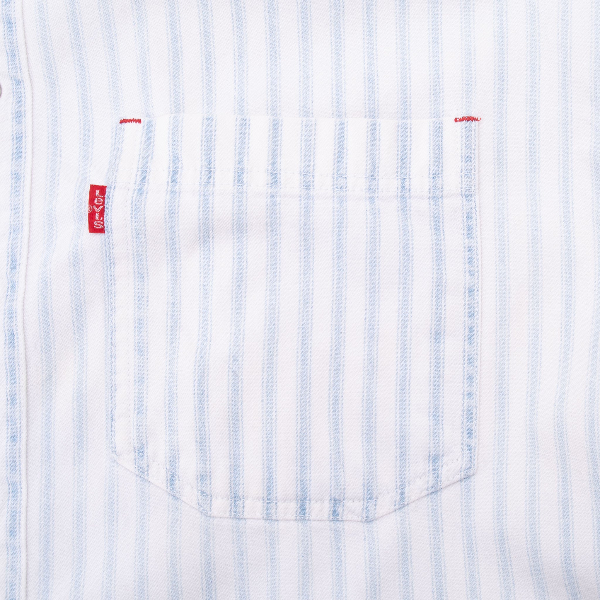 Vintage Levis Blue And White Striped Pocket Shirt 1990S Size Large