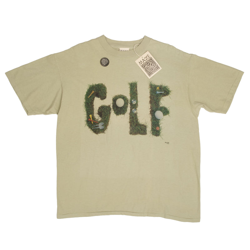 Vintage Maze Golf Tee Shirt 1993 Size Large Made In USA With Single Stitch Sleeves. Deadstock with tags