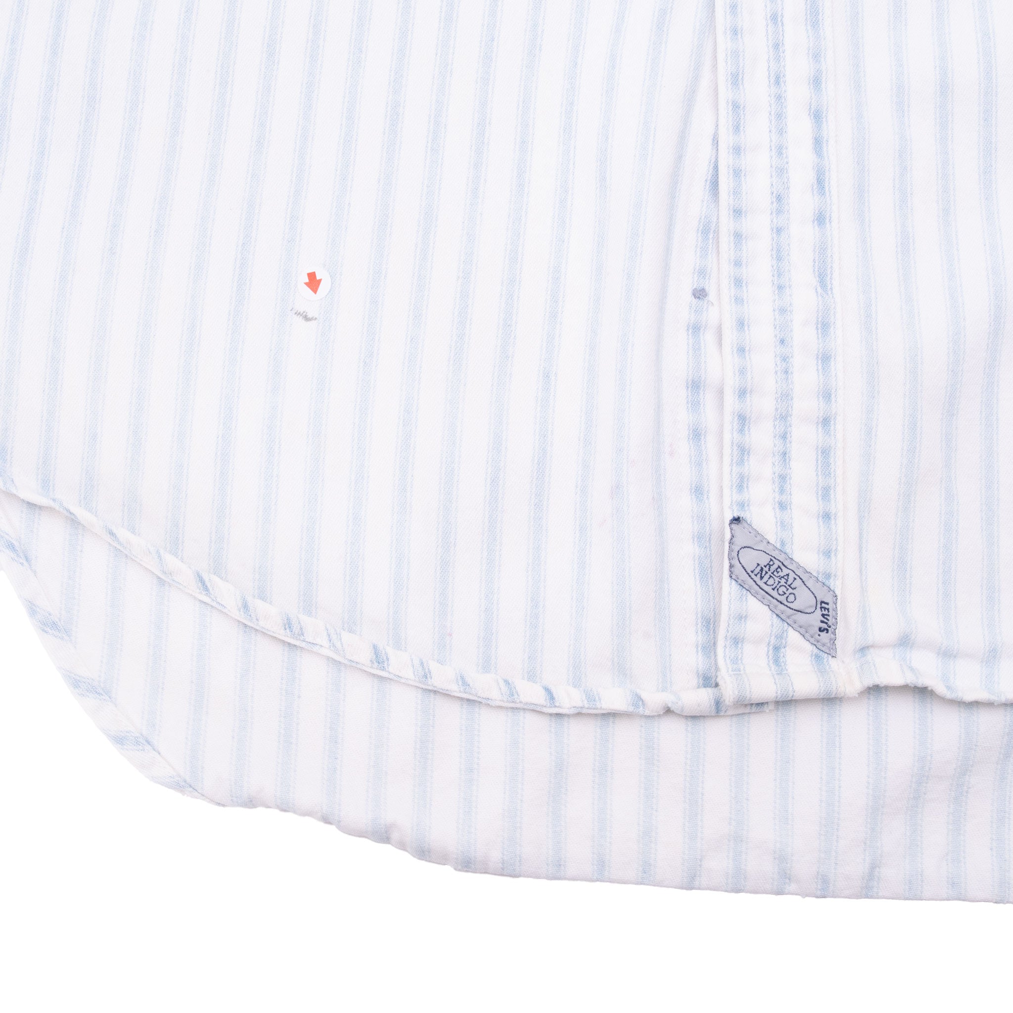 VINTAGE LEVIS BLUE AND WHITE STRIPED POCKET SHIRT 1990S LARGE