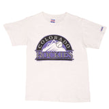 Vintage White MLB Colorado Rockies Tee Shirt 1991 Size Medium Made In USA With Single Stitch Sleeves
