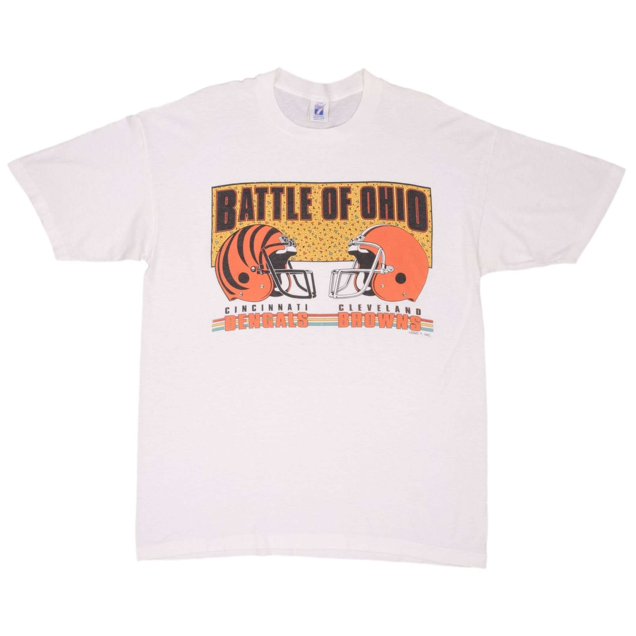 Vintage NFL Battle Of Ohio Cincinnati Bengals Vs Cleveland Browns Tee Shirt 1990S Size XL Made In Usa