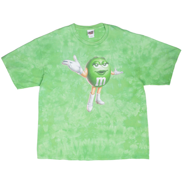 Vintage Green M&M's Chocolate Tie Dye Tee Shirt 2000S Size 2XL