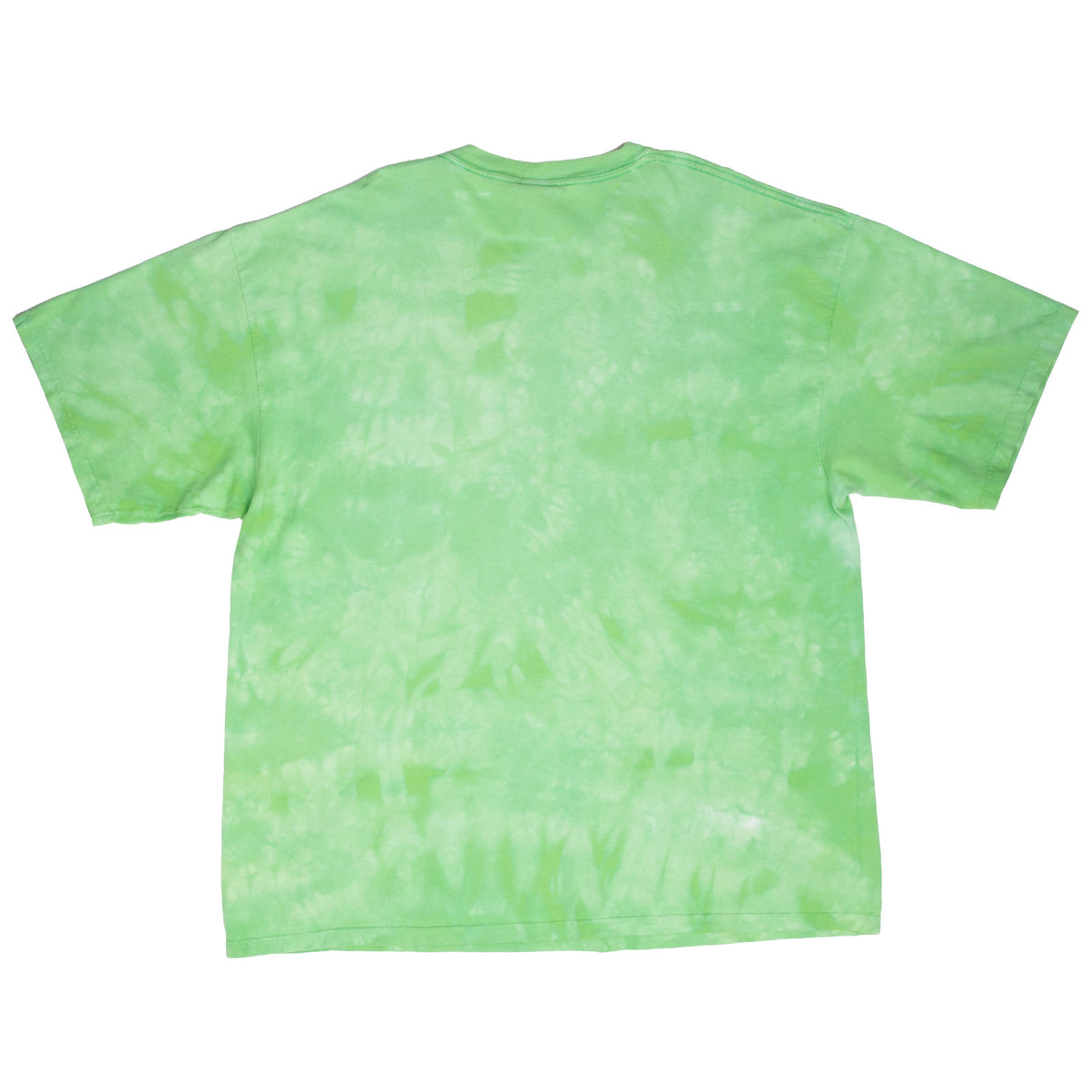 Back of green tie-dye M&M's T-shirt with no graphic