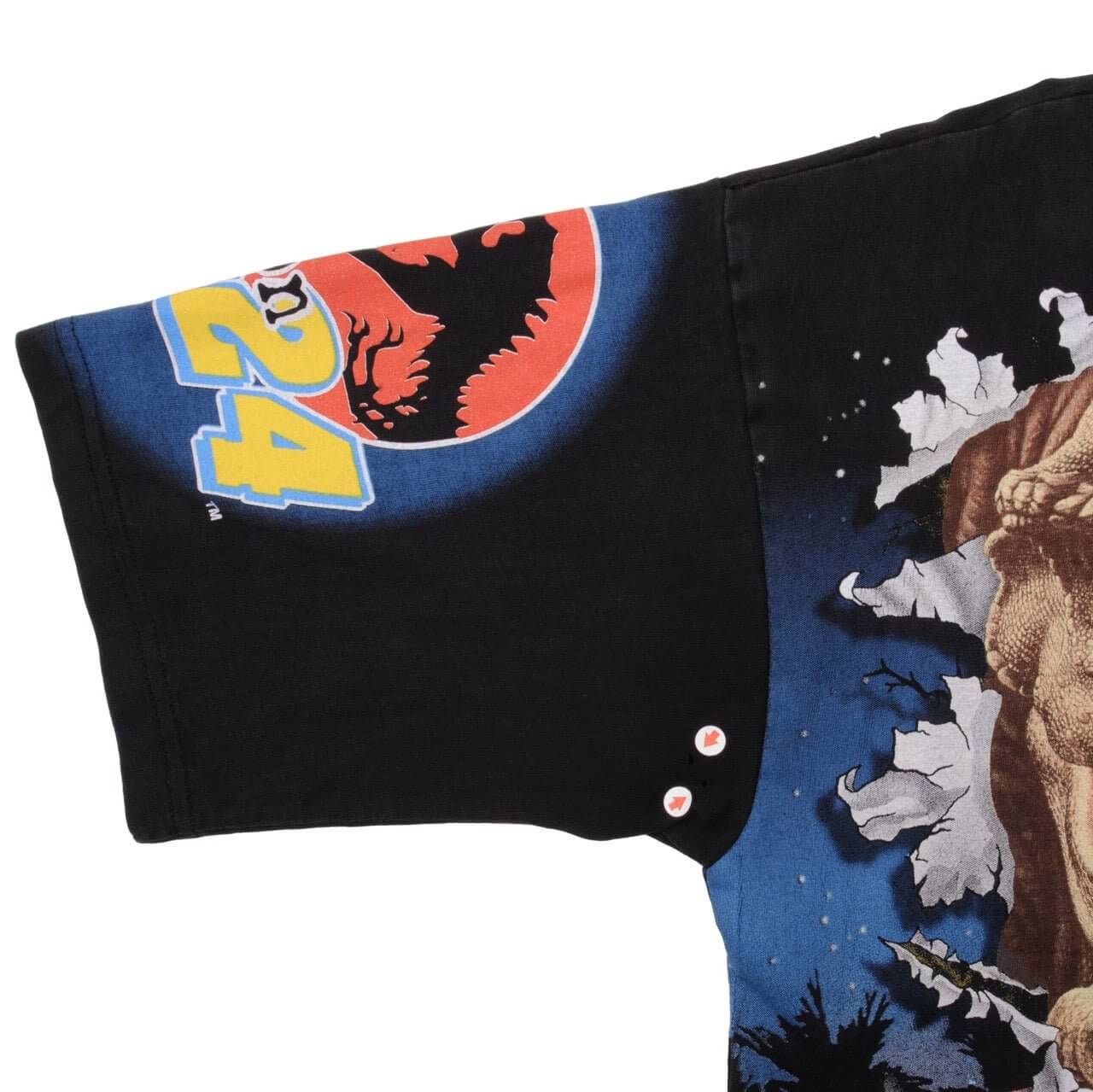 VINTAGE NASCAR ALL OVER PRINT GORDON JURASSIC PARK 1997 TEE SHIRT LARGE MADE USA