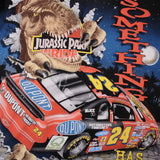 VINTAGE NASCAR ALL OVER PRINT GORDON JURASSIC PARK 1997 TEE SHIRT LARGE MADE USA