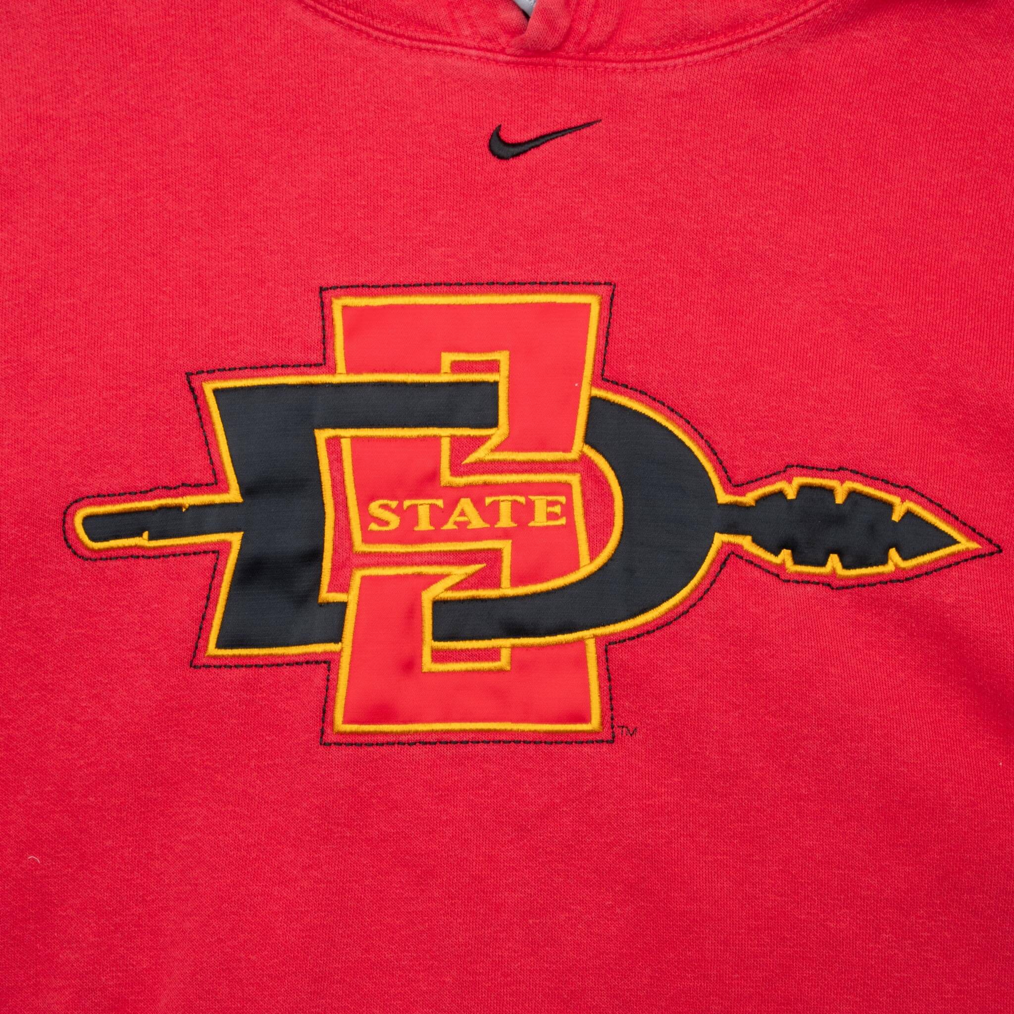 Vintage Nike Ncaa San Diego State University Red Hoodie Sweatshirt 2000S Size 2XL