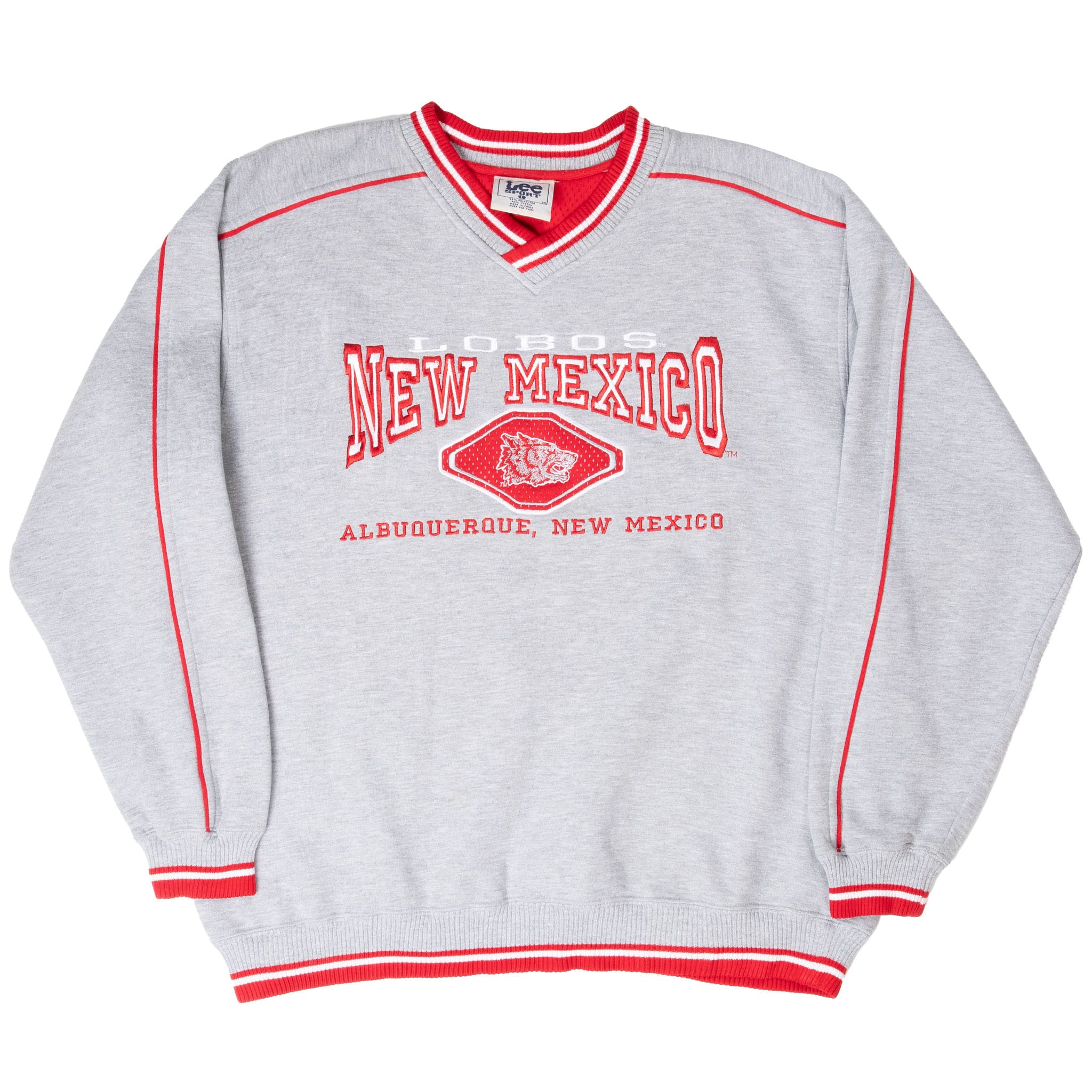 VINTAGE NCAA UNIVERSITY OF NEW MEXICO LOBOS EMBROIDERED SWEATSHIRT 1990S LARGE