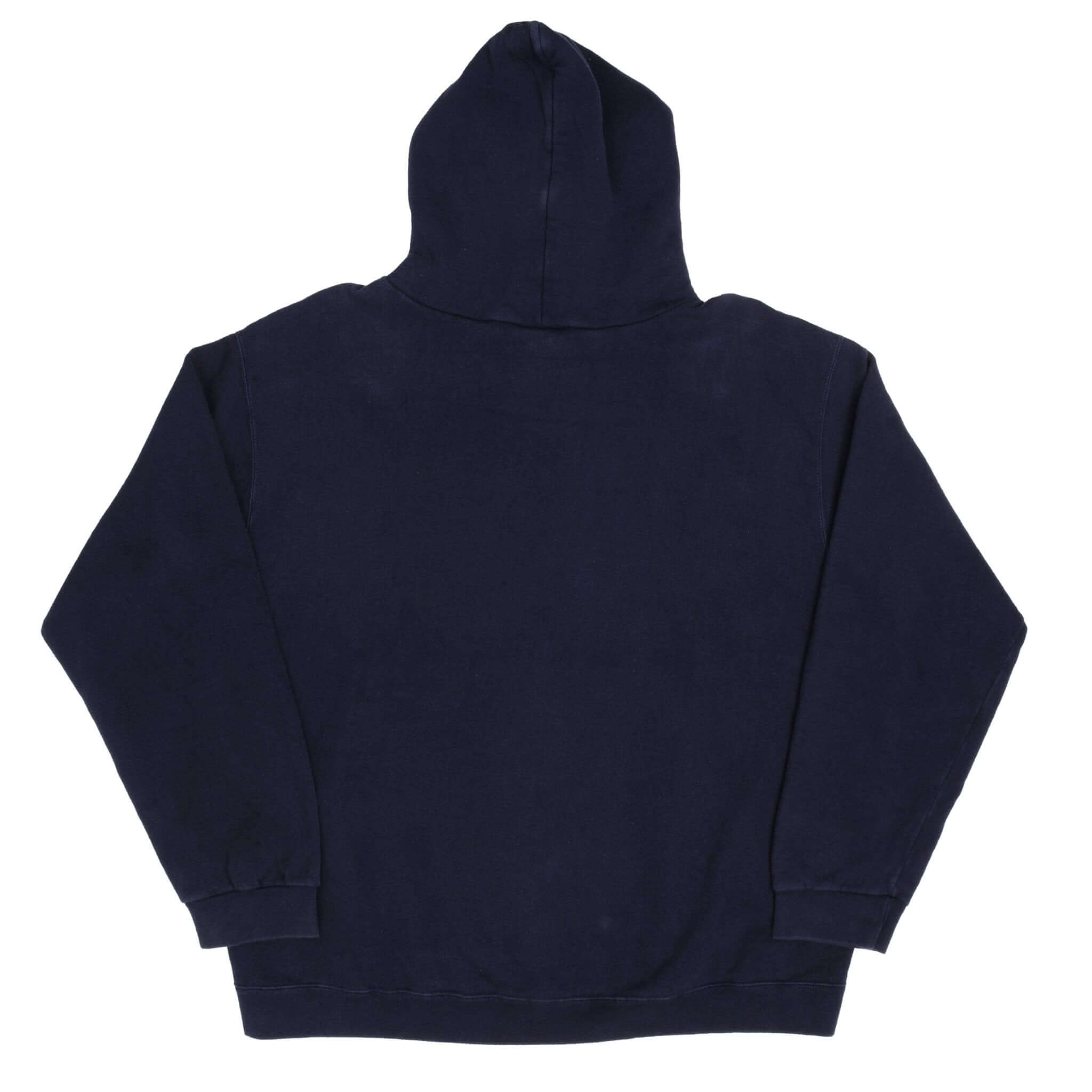 VINTAGE NIKE CENTER SWOOSH NAVY BLUE TRAVIS SCOTT HOODIE 1990S LARGE MADE IN USA