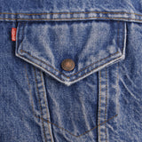 Vintage Levis Sherpa Trucker Denim Jacket 2 Pockets Medium Wash Clean 1970s Size 44R Made In USA  Back Button #52
