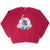 Full front view of burgundy Disney Goofy crewneck sweatshirt