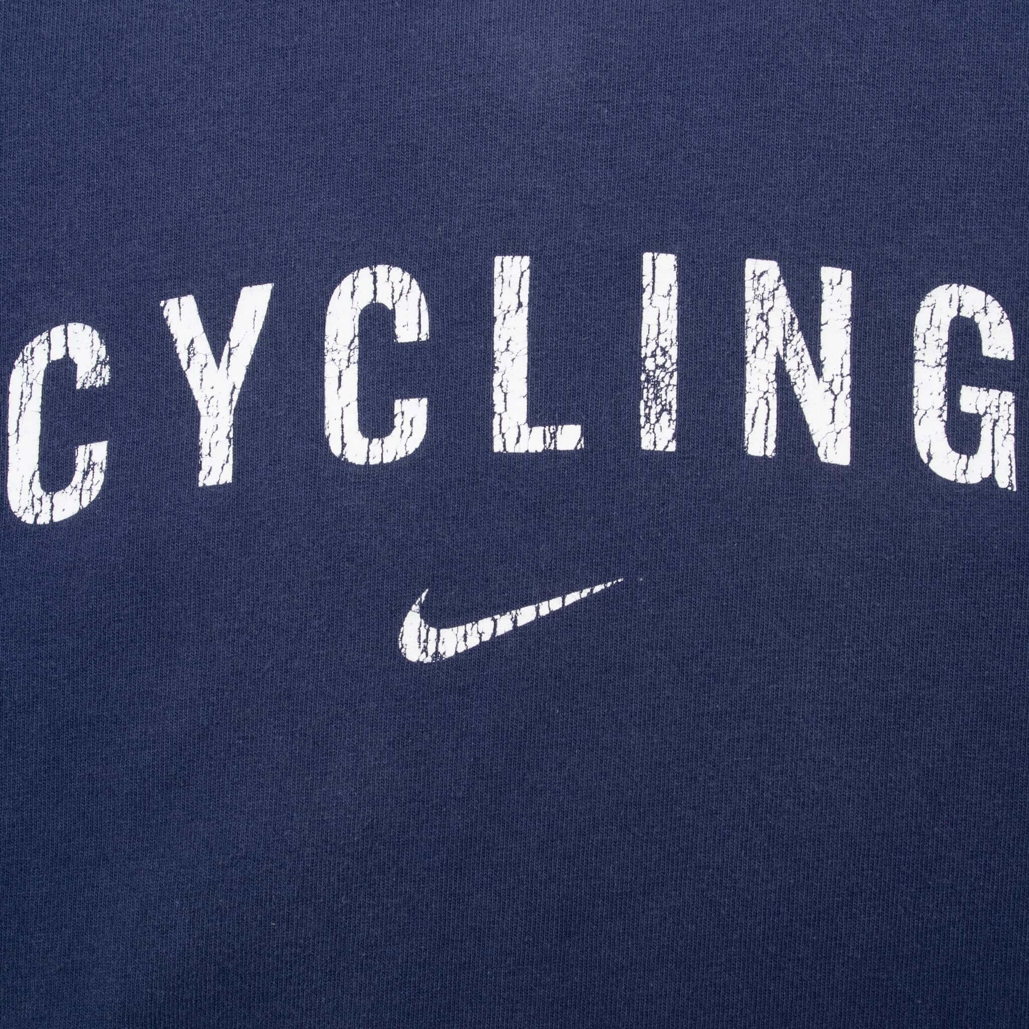 Vintage Nike Cycling Blue Swoosh Tee Shirt 1990S Size Small Made In Usa