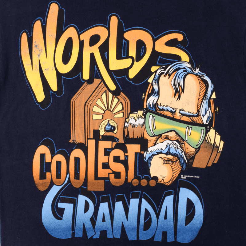 Vintage Worlds Coolest Grandad 1994 Tee Shirt Size Large Made In USA With Single Stitch Sleeves