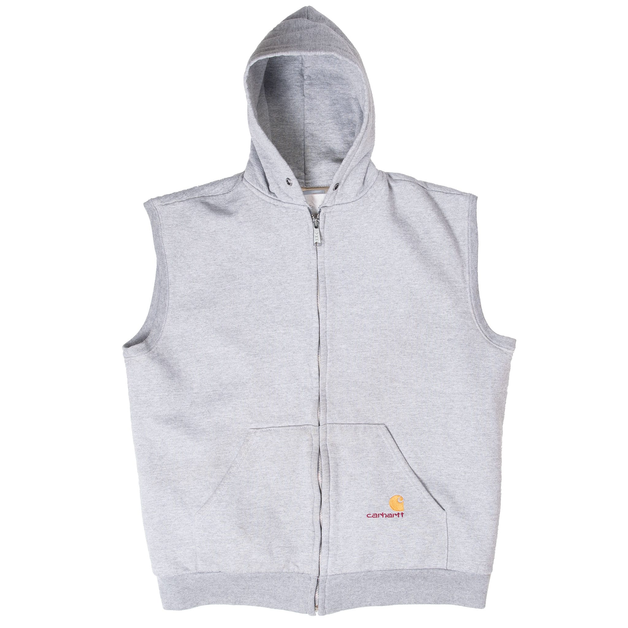 VINTAGE CARHARTT GREY HEAVYWEIGHT HOODIE VEST SWEATSHIRT EARLY 1990S XL