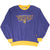Full front view of purple Minnesota Vikings crewneck sweatshirt with gold collar, cuffs, and hem