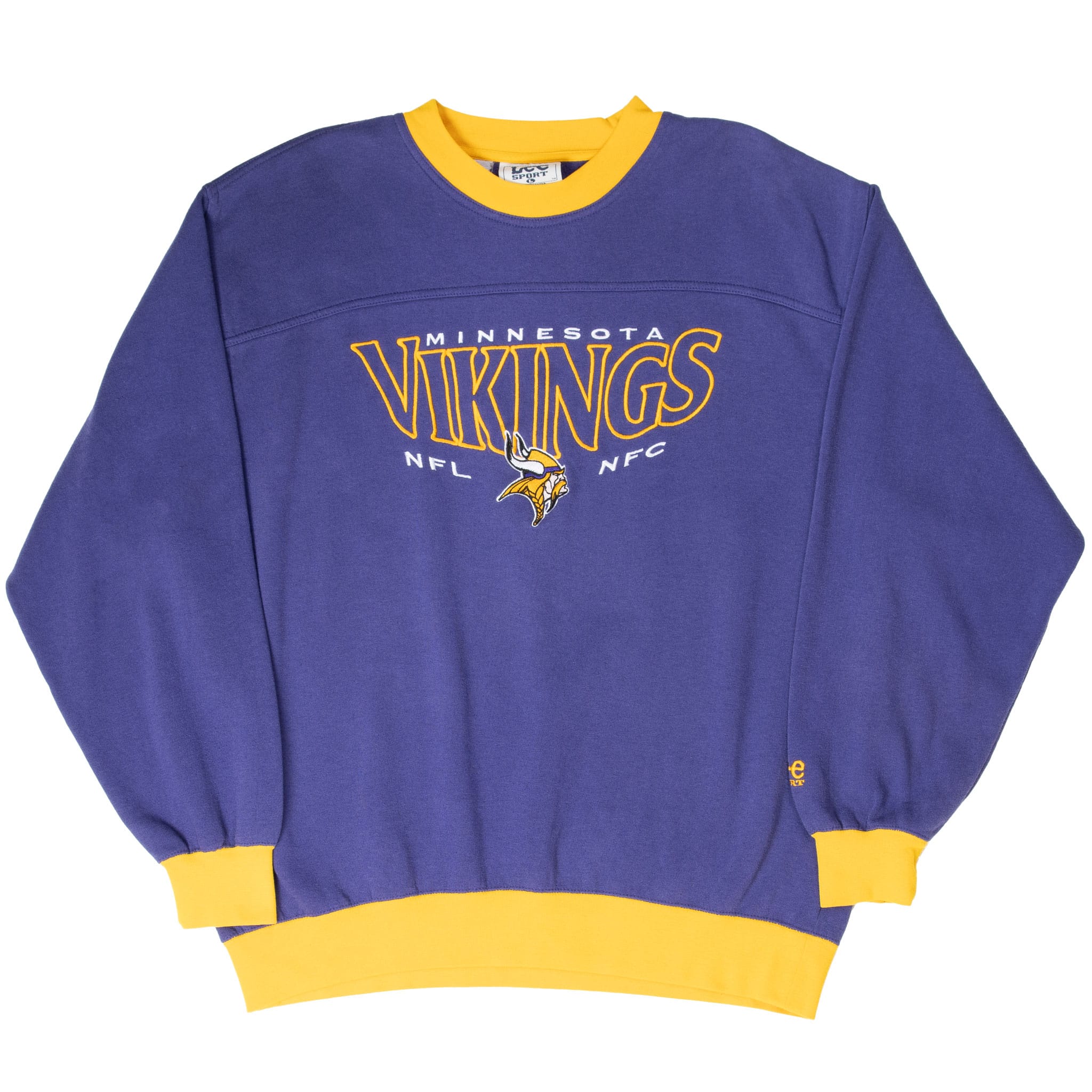VINTAGE NFL MINNESOTA VIKINGS EMBROIDERED LEE SPORT SWEATSHIRT 1990S LARGE