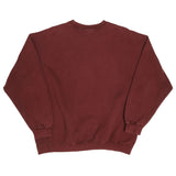 Vintage Nike Classic Swoosh Red Bordeaux Crewneck Sweatshirt 1990S Size XL Made In USA