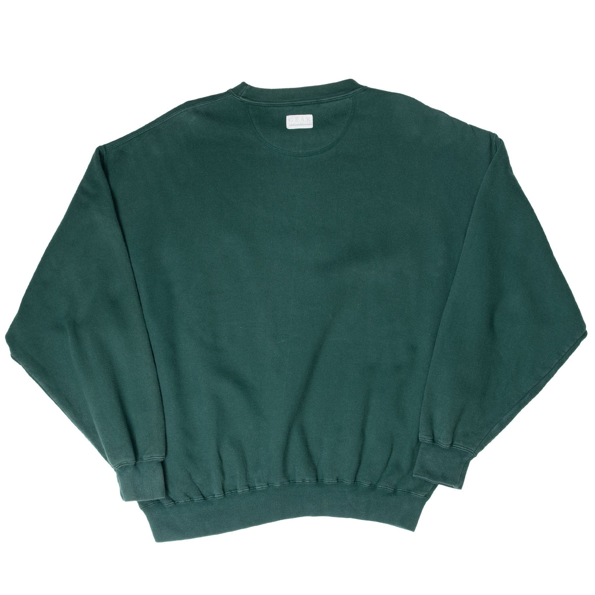 Back of dark green University of Missouri crewneck sweatshirt with a plain design
