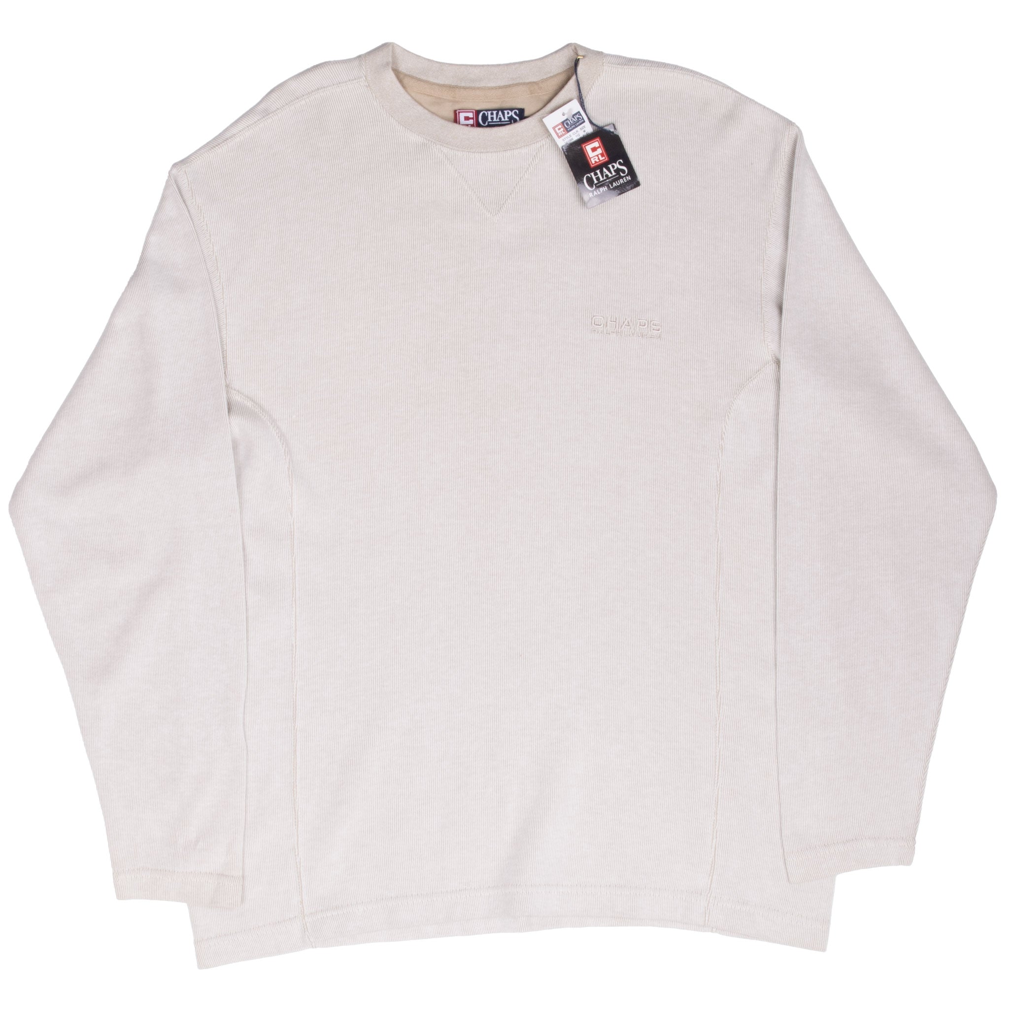 Vintage Chaps Ralph Lauren Ivory Winter Lights Long Sleeve Tee Shirt 1990S Size Medium Deadstock