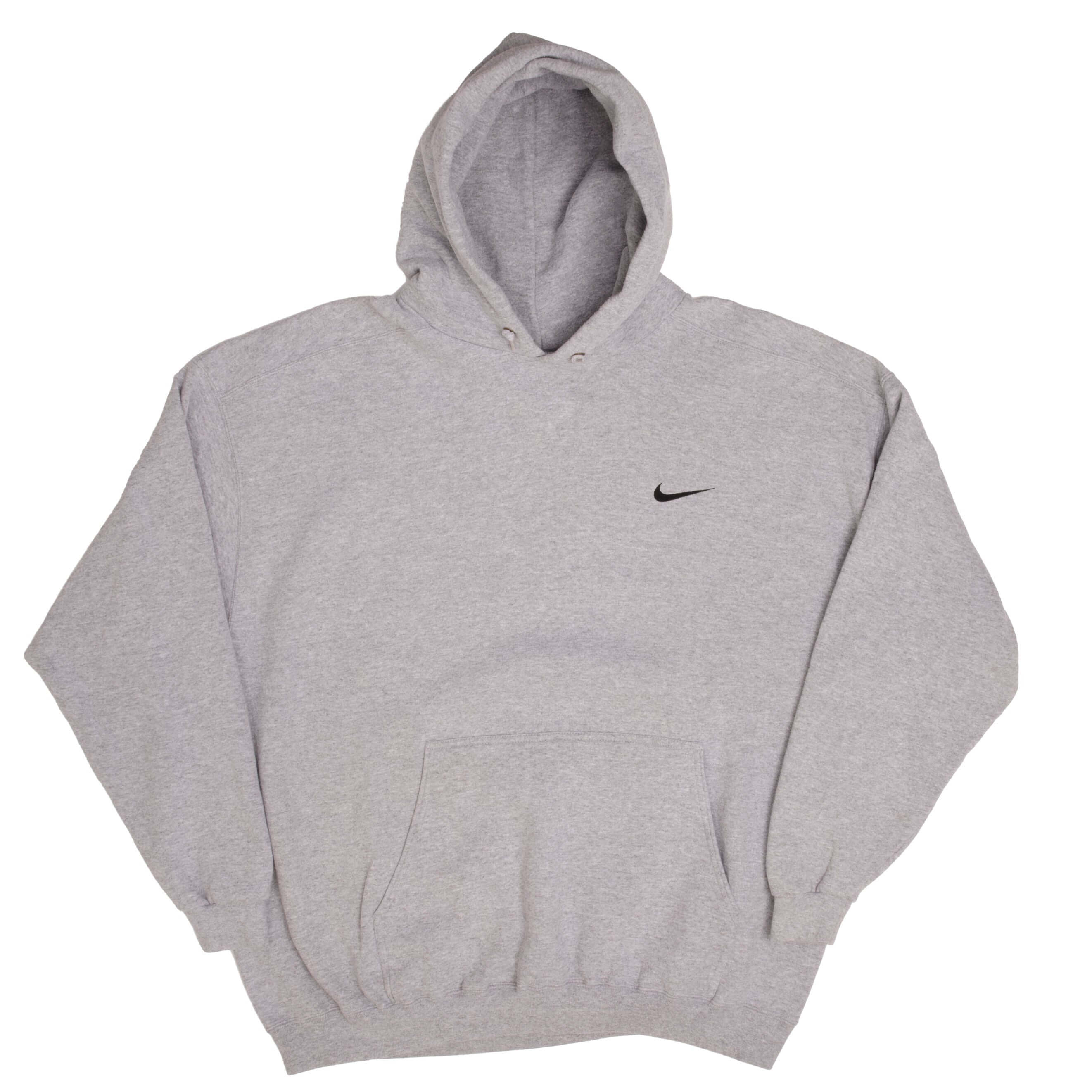 VINTAGE NIKE CLASSIC SWOOSH GREY HOODIE SWEATSHIRT 1990S SIZE XL