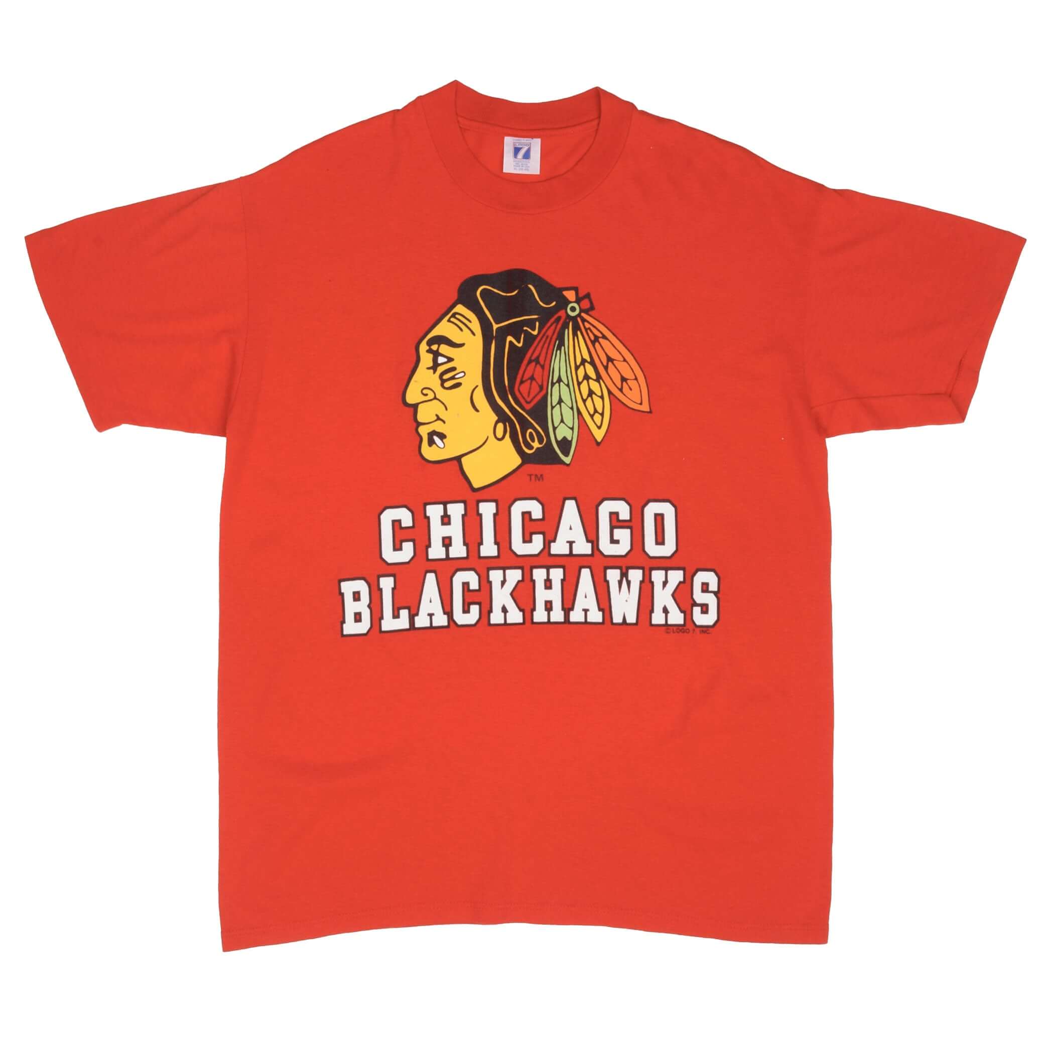 Vintage NHL Chicago Blackhawks 1990S Tee Shirt Size Large Made In USA With Single Stitch Sleeves