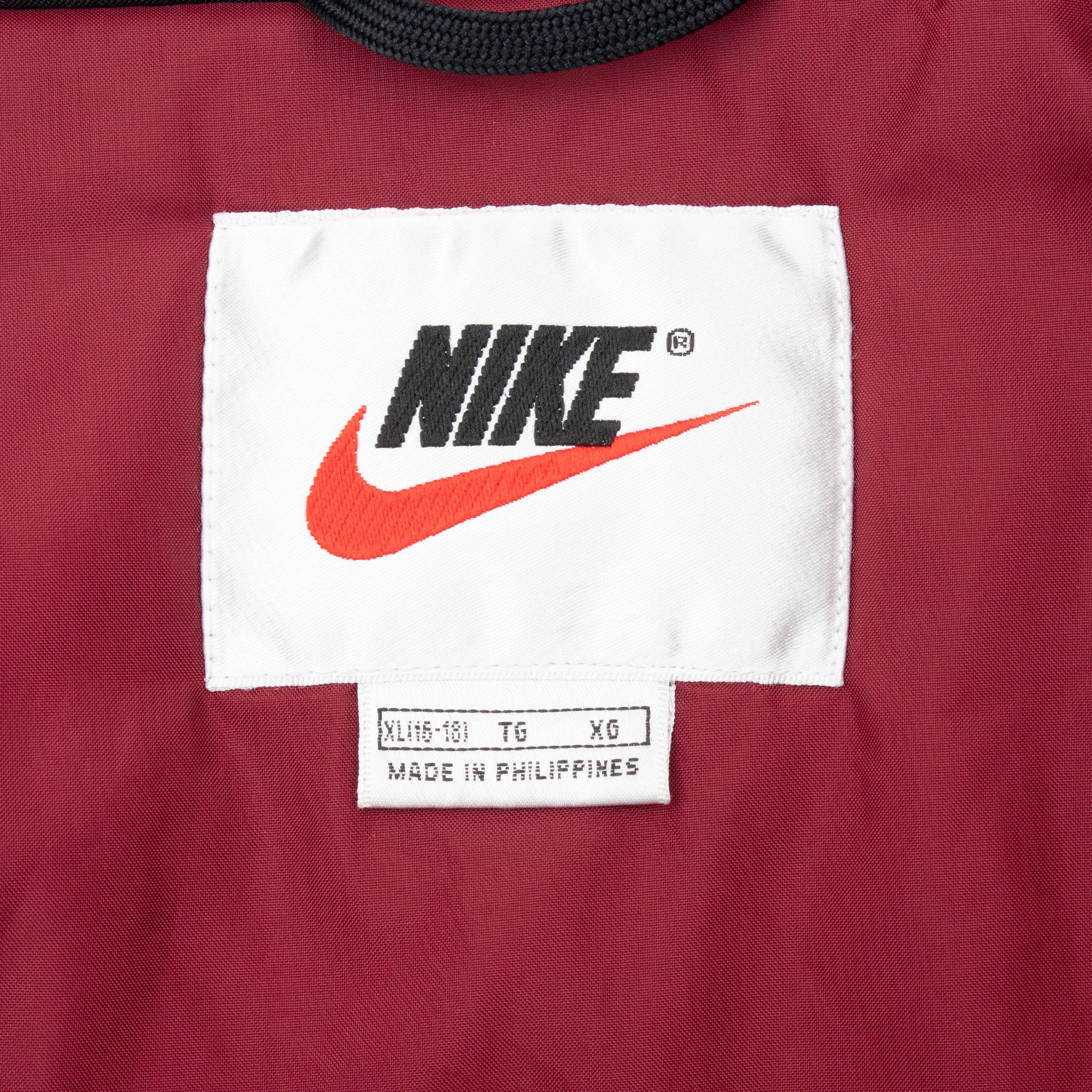 Vintage Nike Swoosh Black Burgundy Windbreaker Jacket 1990S Size XL Women