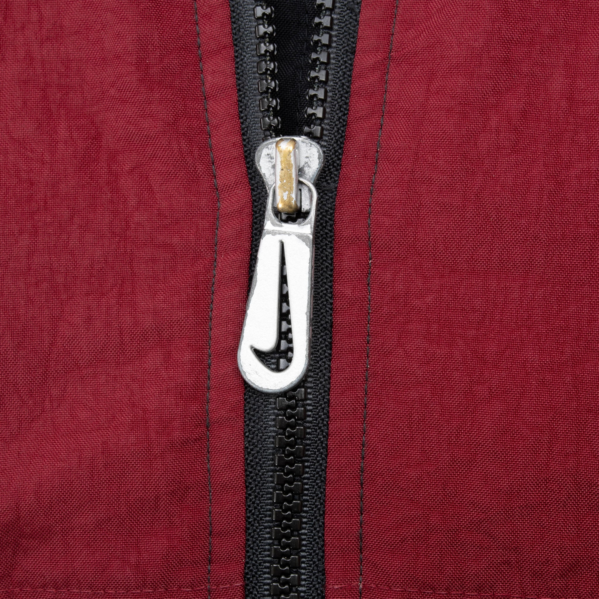 Vintage Nike Swoosh Black Burgundy Windbreaker Jacket 1990S Size XL Women
