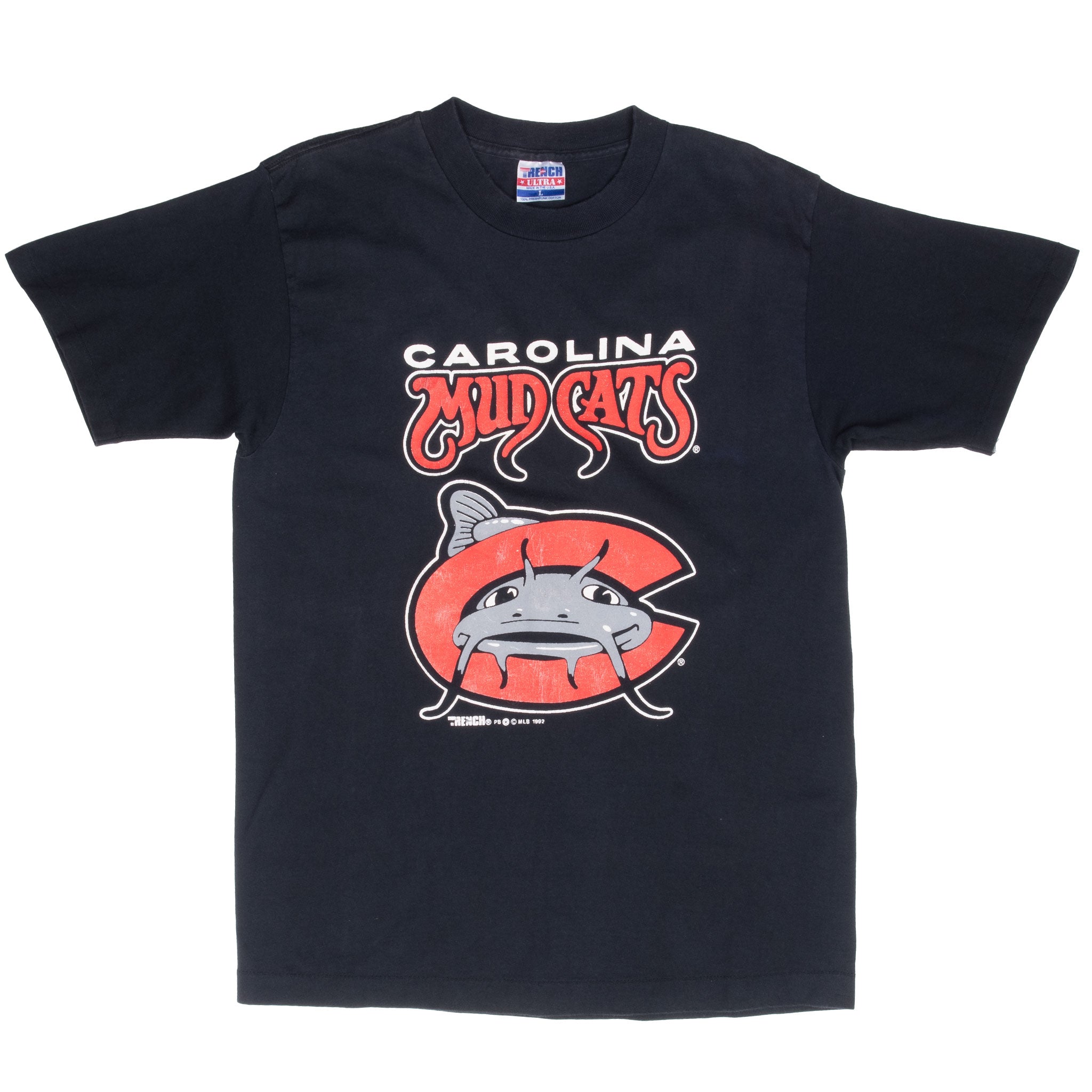 Vintage Milb Carolina Mudcats Tee Shirt Size Medium 1992 Made In Usa With Single Stitch Sleeves