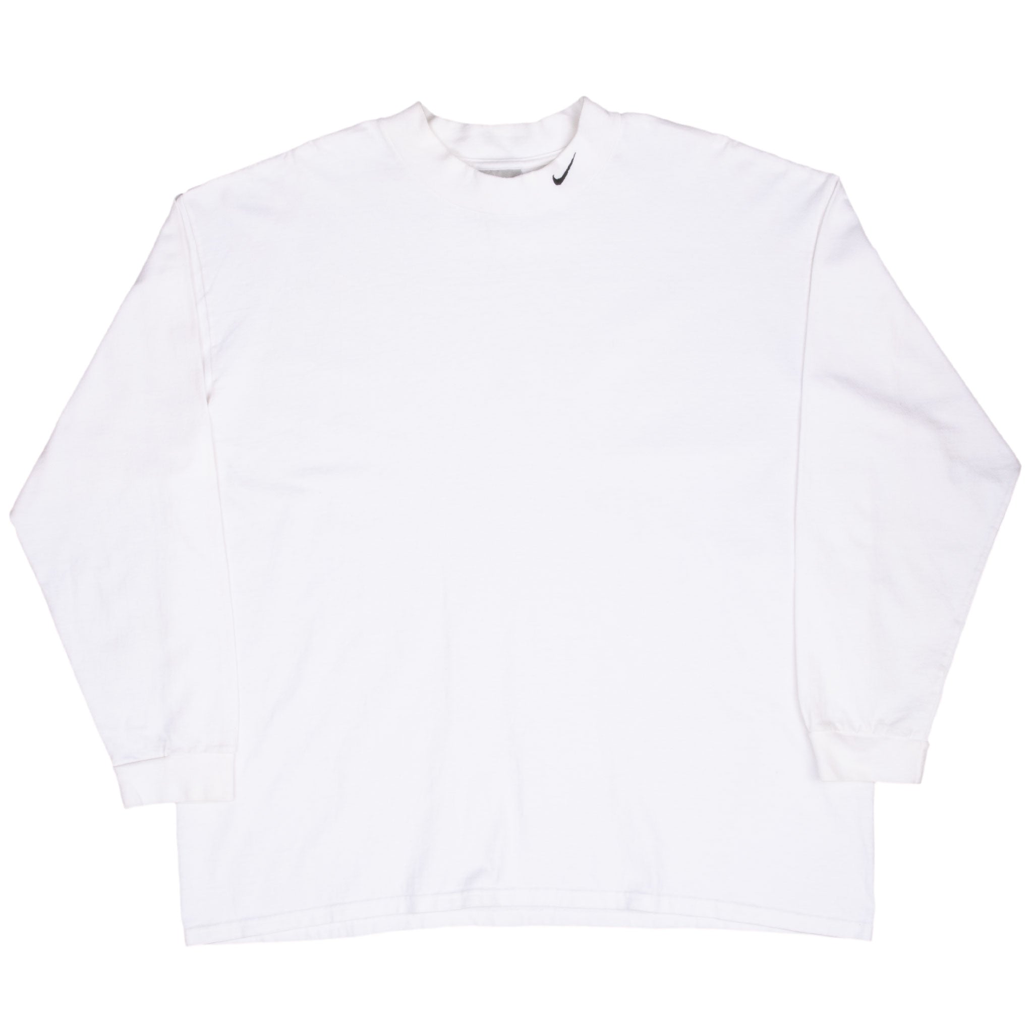 Vintage Nike Long Sleeve Turtle Neck White Tee Shirt 2000S Size XL