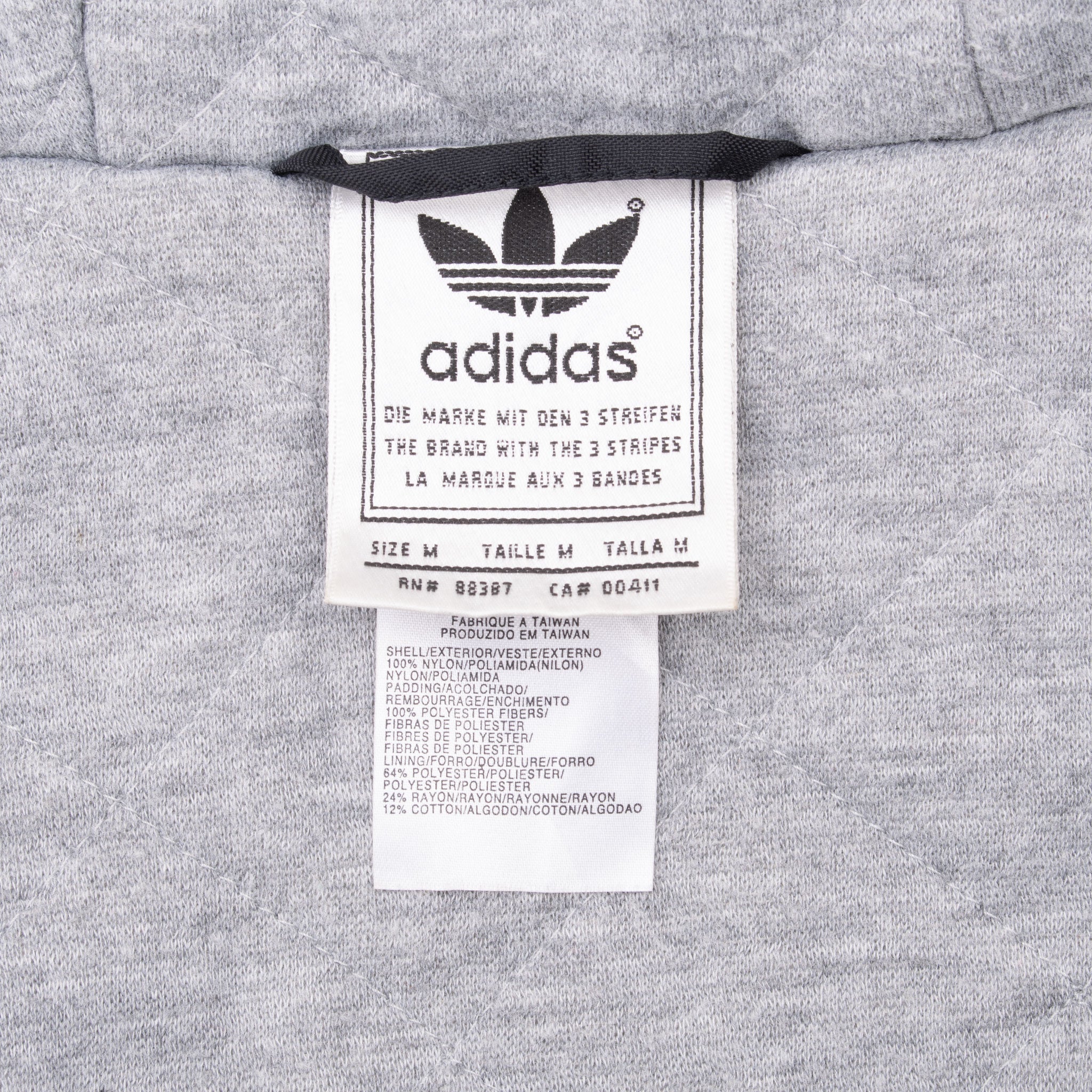Vintage Adidas Black Grey Hooded Windbreaker Jacket 1990S Size Medium