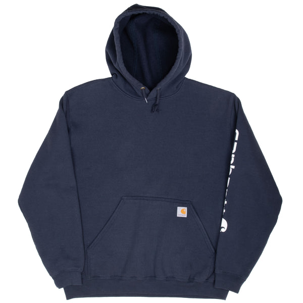 Vintage Carhartt Classic Navy Blue Hoodie Sweatshirt Size Large