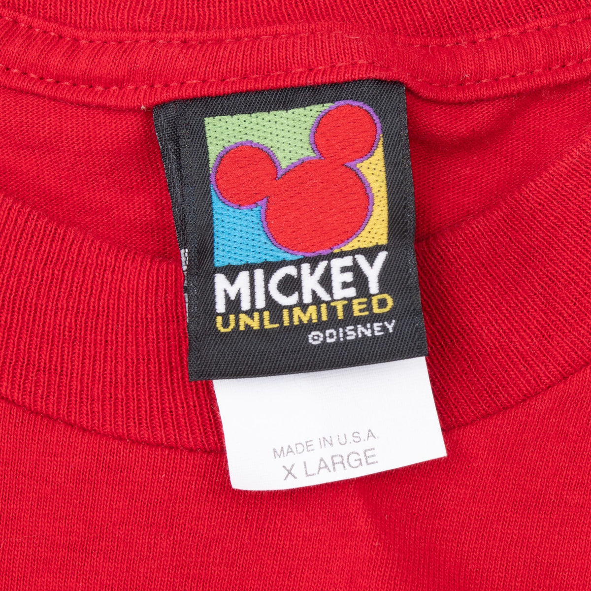 Mickey Unlimited Disney neck tag marked XL and made in USA