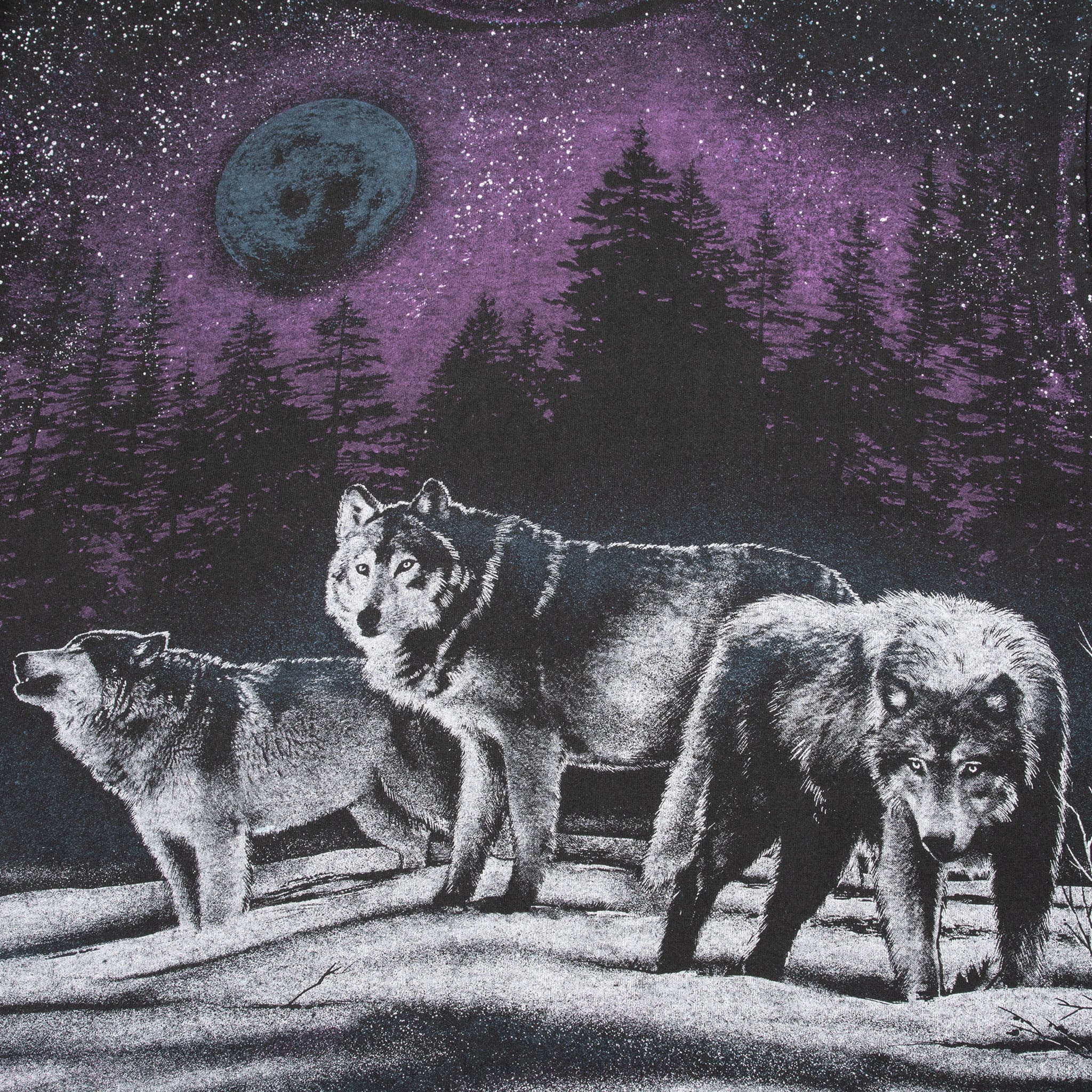 VINTAGE ANIMAL PRINT WOLF LAKE GENEVA AOP TEE SHIRT 1991 LARGE MADE IN USA